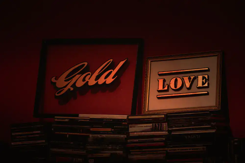 Gold leaf lettering on a glass window